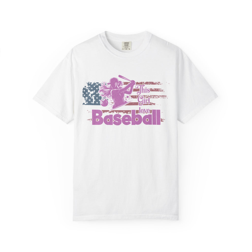 Texture This Girl Loves Baseball Shirt Vintage American Flag Pink Design