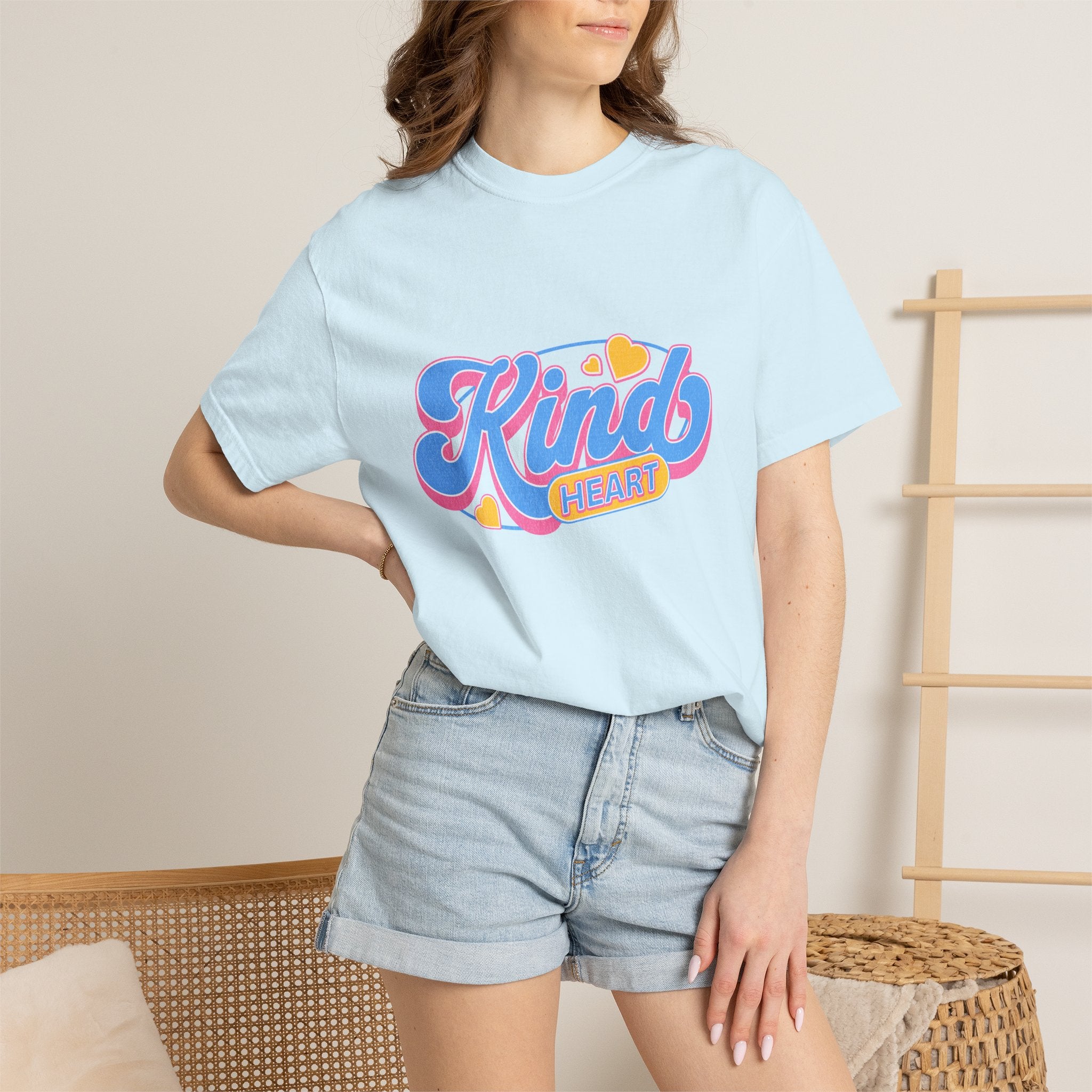 Textured Kind Heart T-Shirt — Retro Script Hearts Tee
