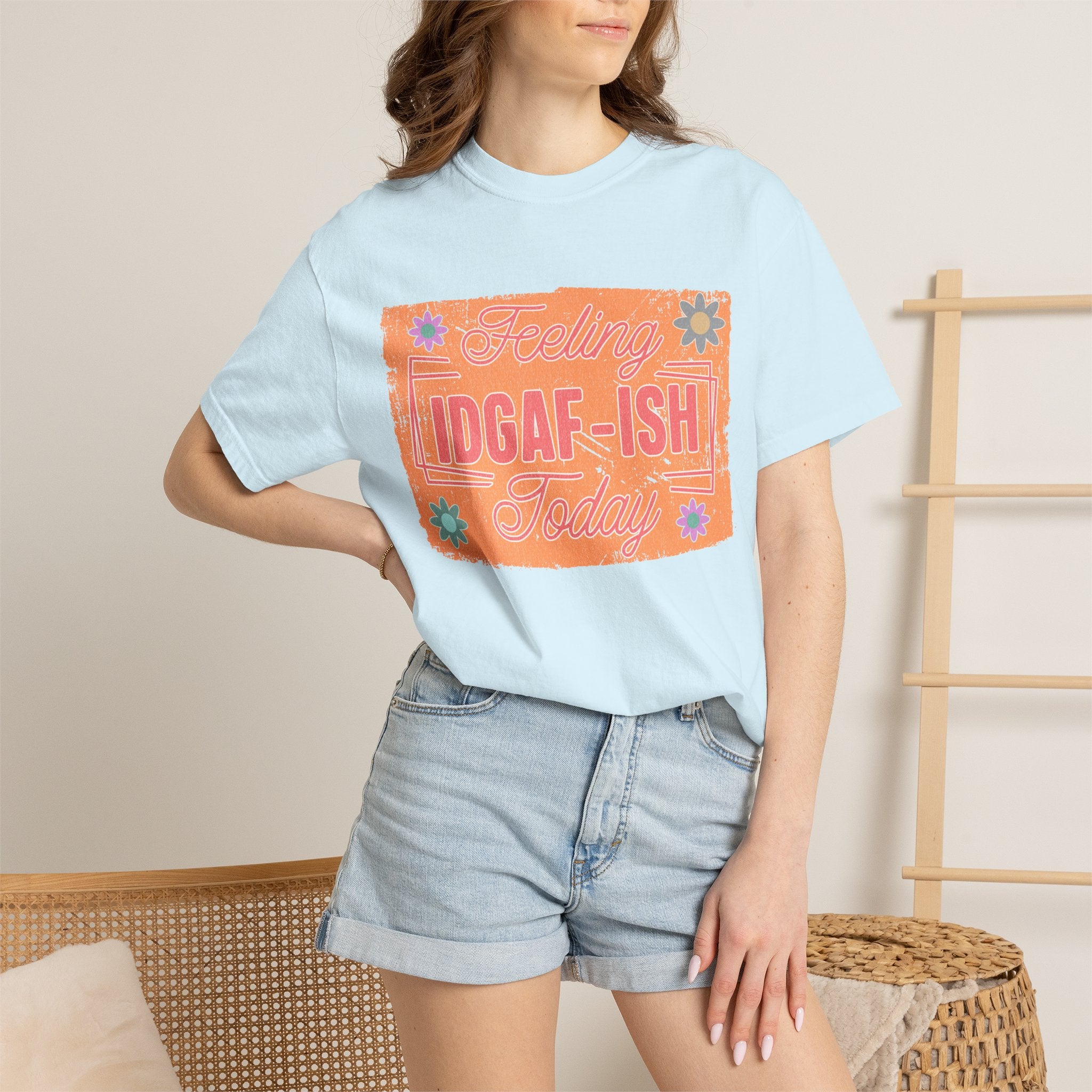 IDGAF-ISH Retro Floral Textured T-Shirt — Funny Sarcastic Graphic Tee