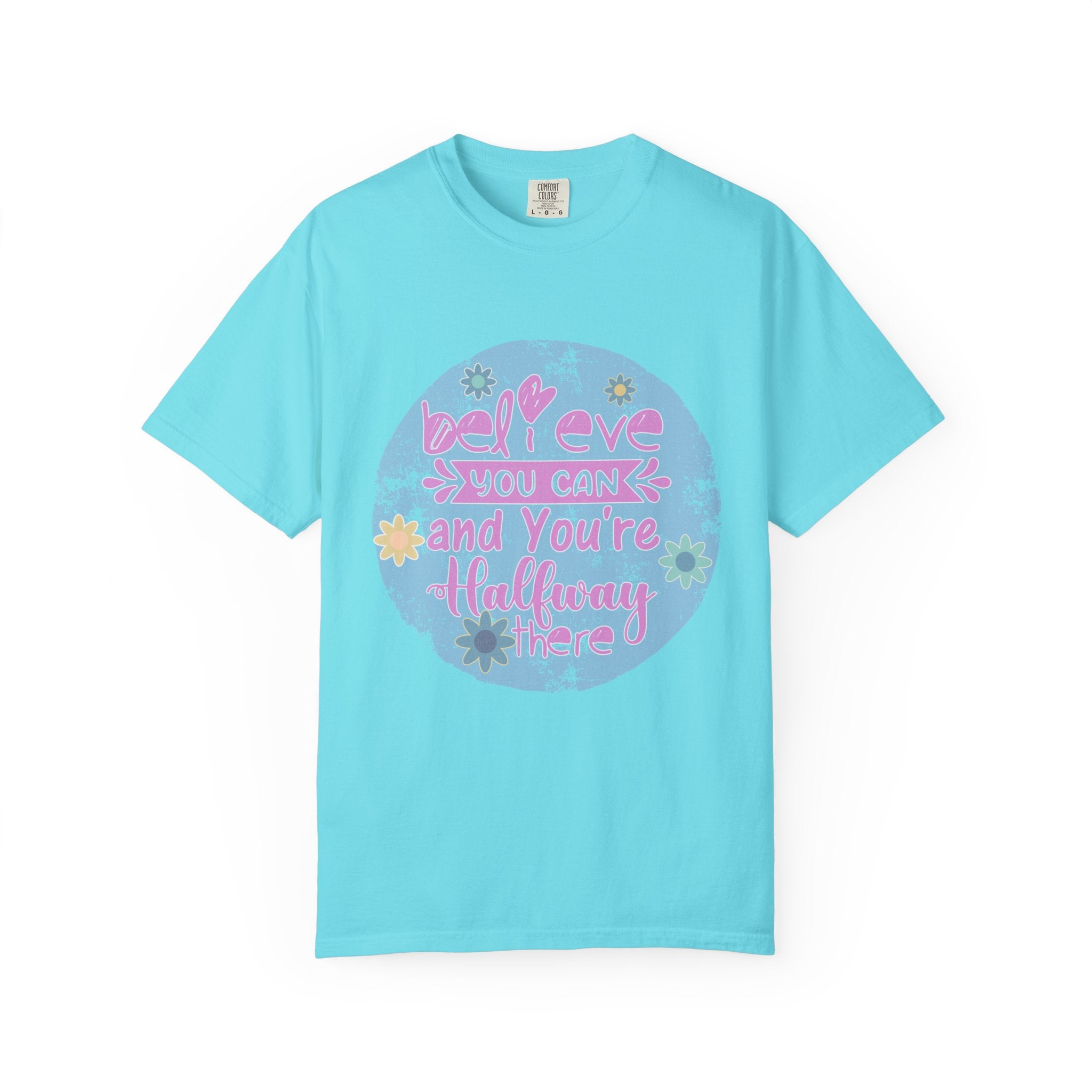Textured Believe You Can Floral Graphic T-Shirt — Inspirational Motivational Tee