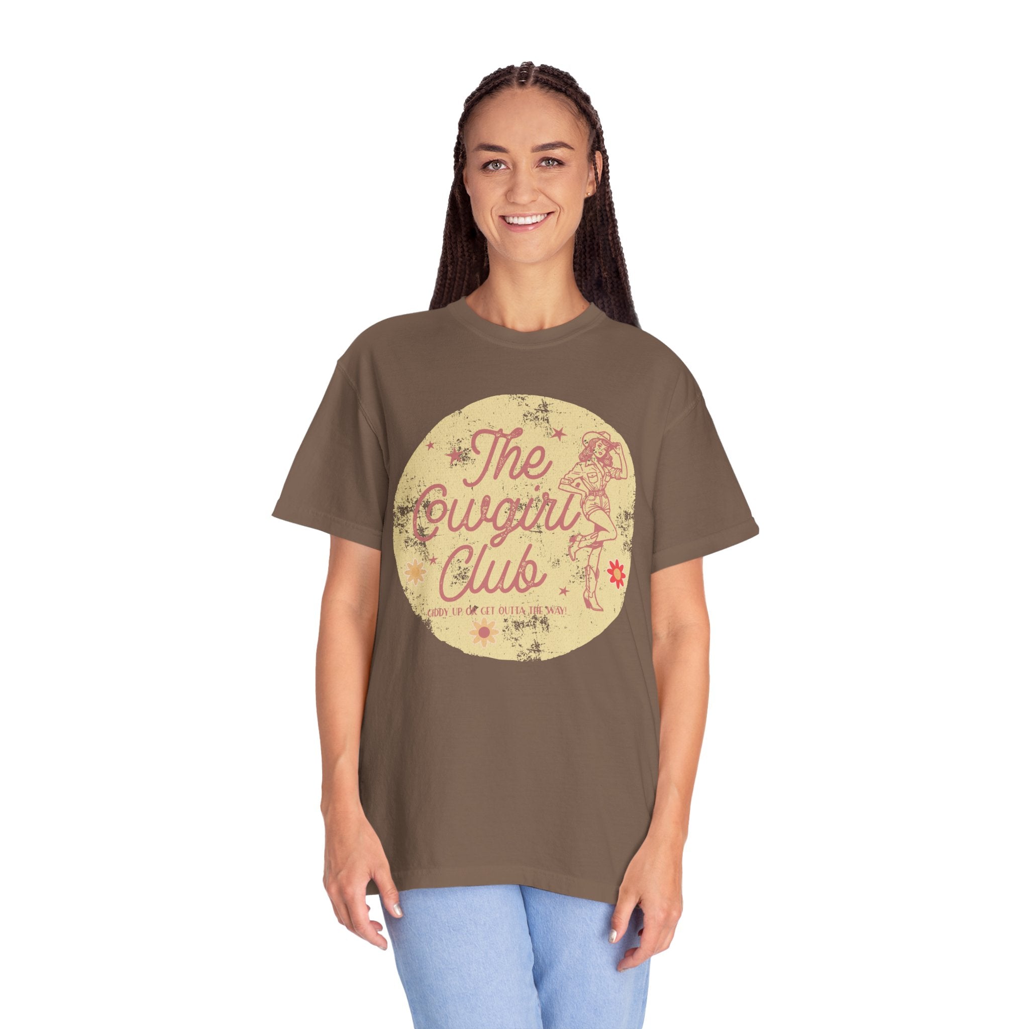 The Cowgirl Club Graphic T-Shirt — Retro Western Textured Tee