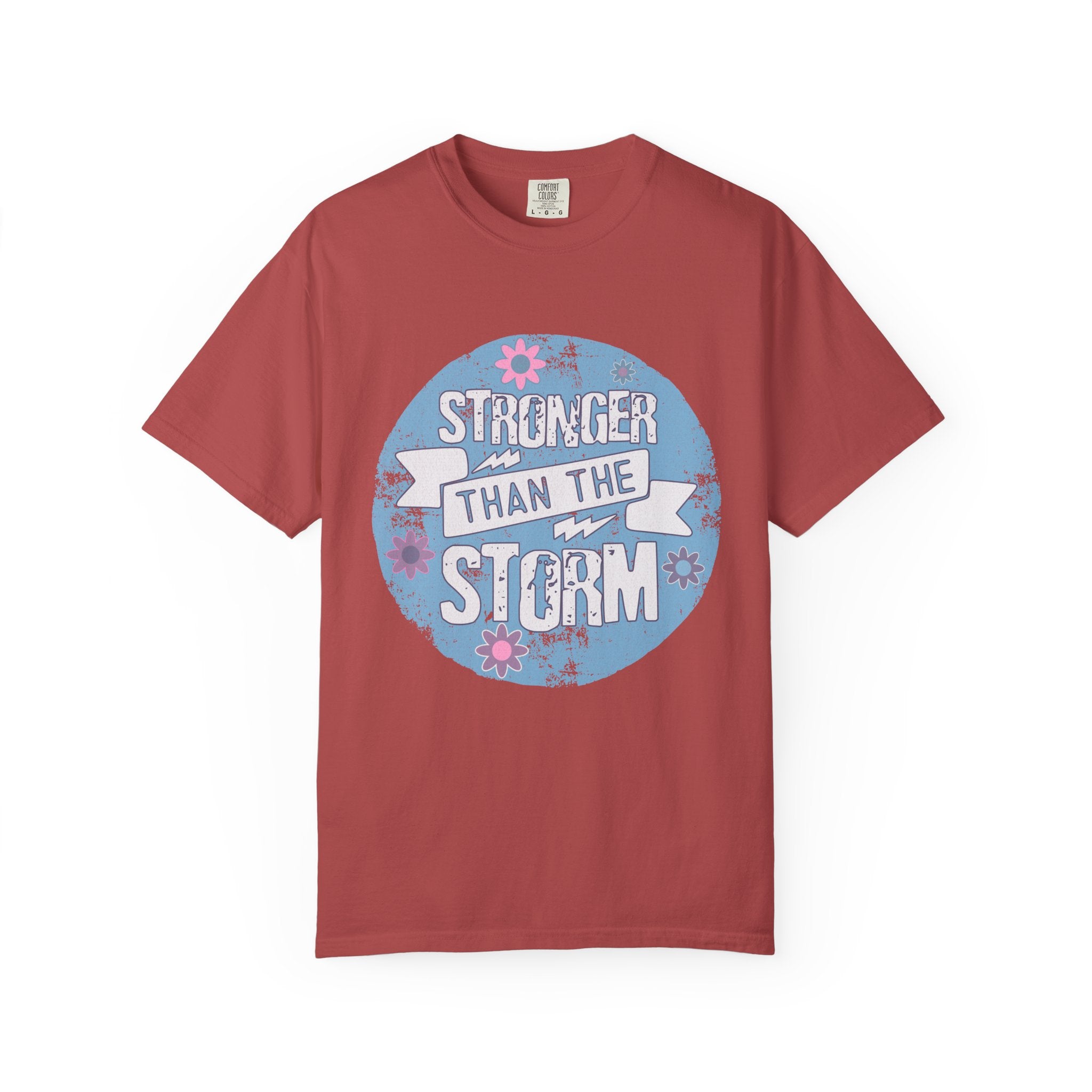 Textured  Stronger Than The Storm T-Shirt — Inspirational Resilience Graphic Tee