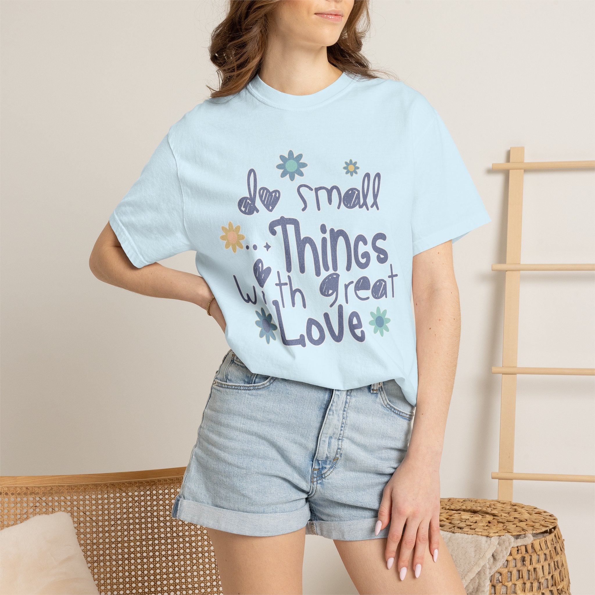 Textured T-Shirt — "Do Small Things with Great Love" Floral Graphic Tee